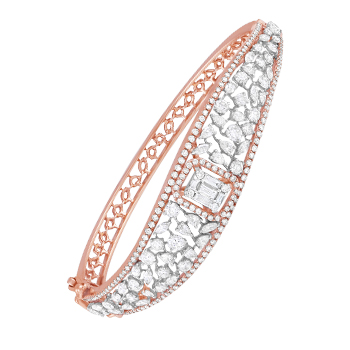 18K Rose Gold Bracelet With Round, Pear, Marquise Baguette Shape Diamonds
