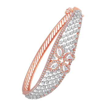 18K Rose Gold Bracelet With Round, Pear And Marquise Shape Diamonds
